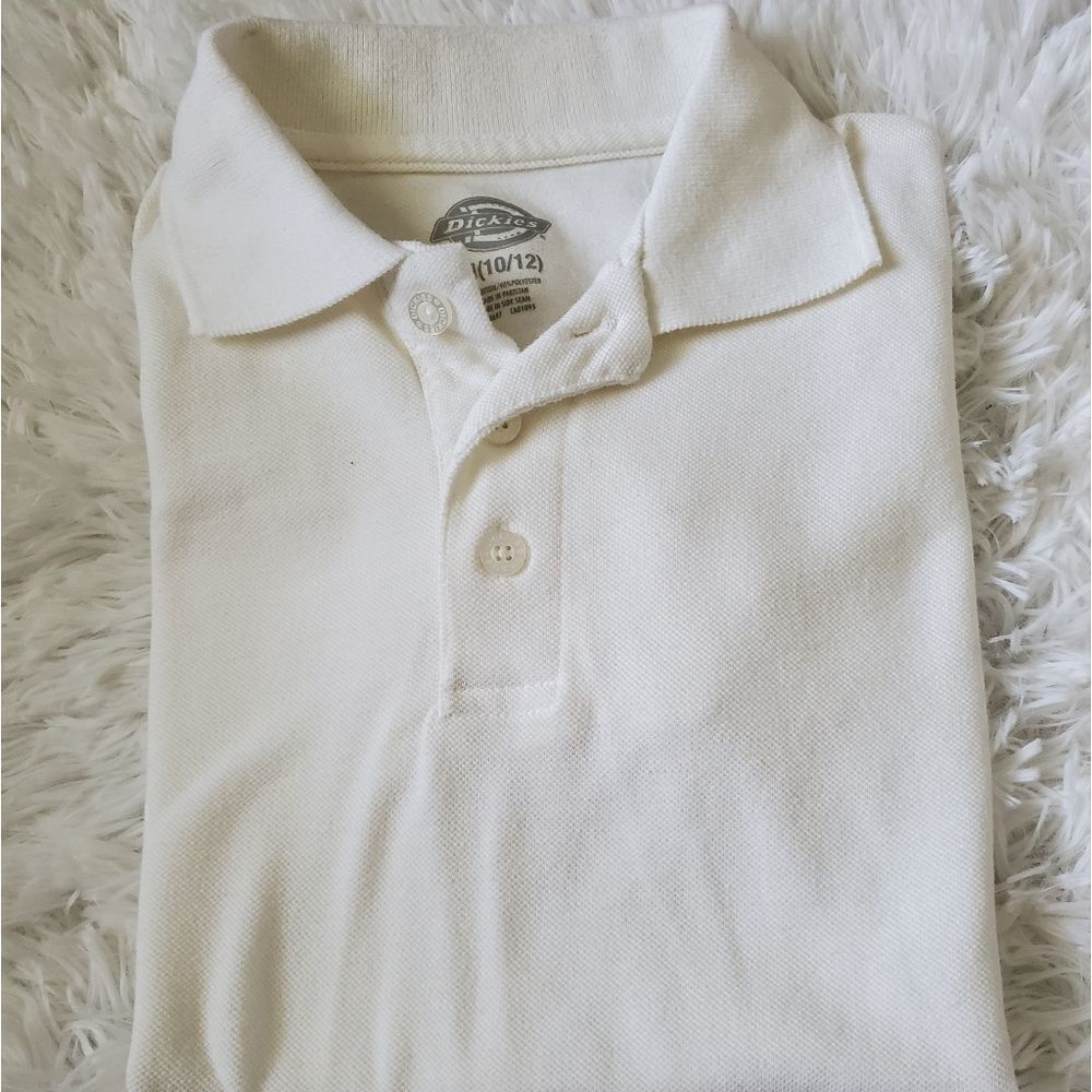 Dickies White Polo Short Sleeve Shirt Boy's Size M (10-12)